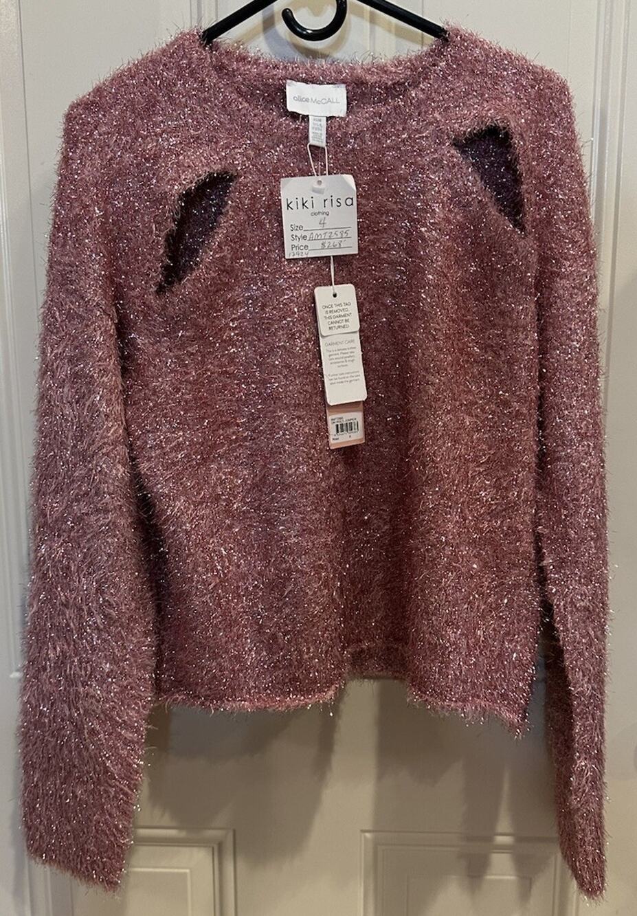 ALICE MCCALL Barbiecore On Hold Jumper Rose Pink Metallic Cut Out Sweater Size 4
